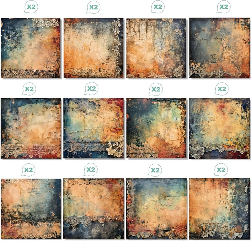 WLXTREE Scrapbook Paper,24 Sheets Vintage Decorative Craft Scrapbooking Paper Pad 6x6 Single-Side Printing Junk Journal Background Paper for Card Making Art Album Collage Scrapbook Supplies - Image 3
